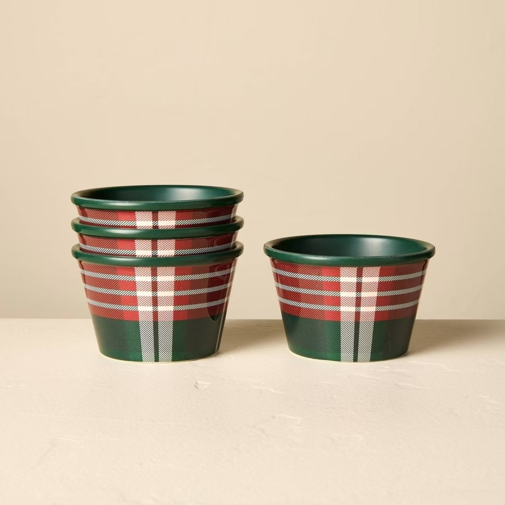 4pc 8.5oz Melamine Mini Bowls Signature Plaid - Hearth & Hand Magnolia Christmas